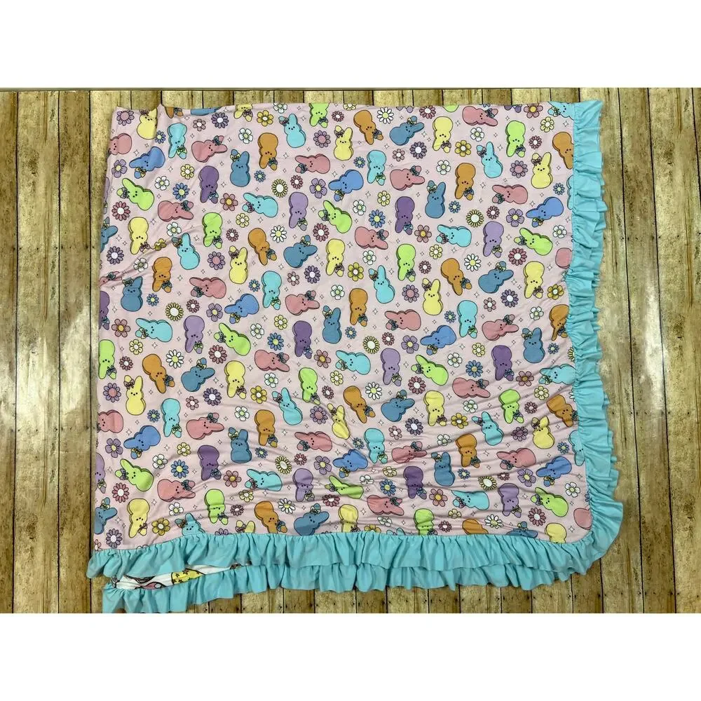 Posh Peanut Addison Mae Peeps Luxe Patoo Bamboo Blanket Ruffle 60x60